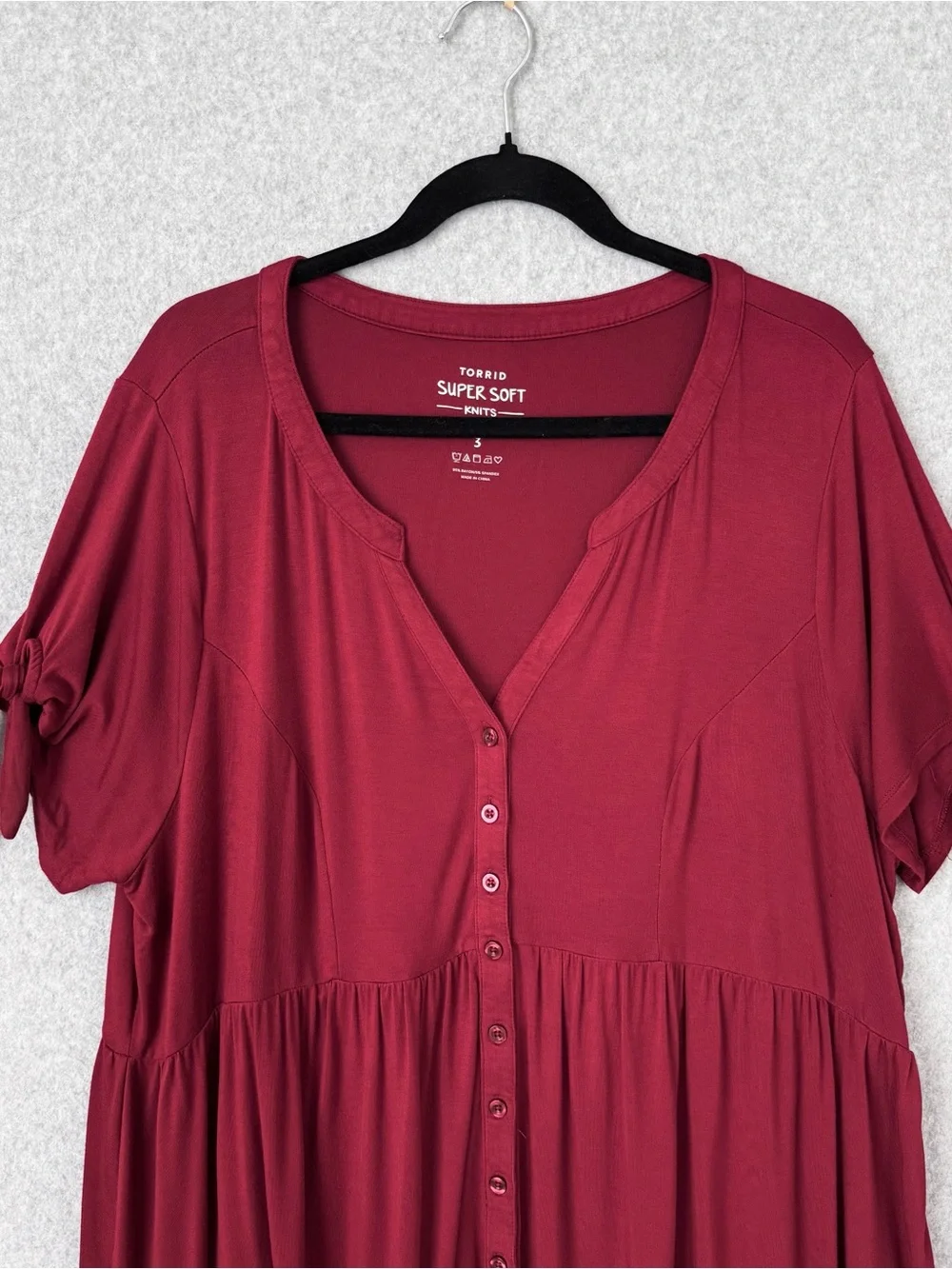 Torrid Super Soft Knit Top Tunic Womens 3X Red Stretch Casual Short Sleeve READ - Picture 2 of 15